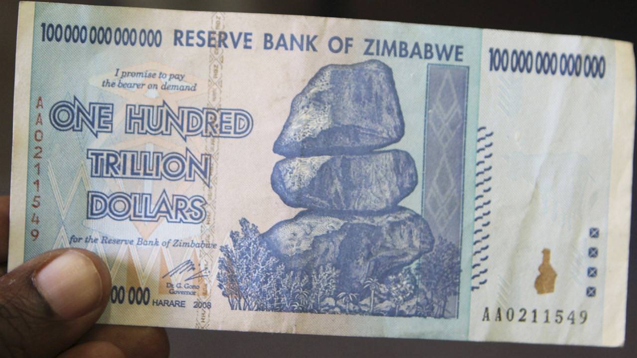 Zimbabwe $100 Trillion Banknote, example of fiat hyperinflation