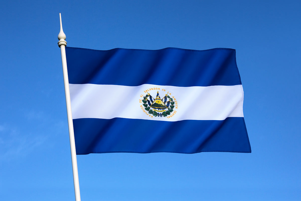 Flag of El Salvador, first nation to adopt Bitcoin as legal tender in 2021, though status was reversed in 2025