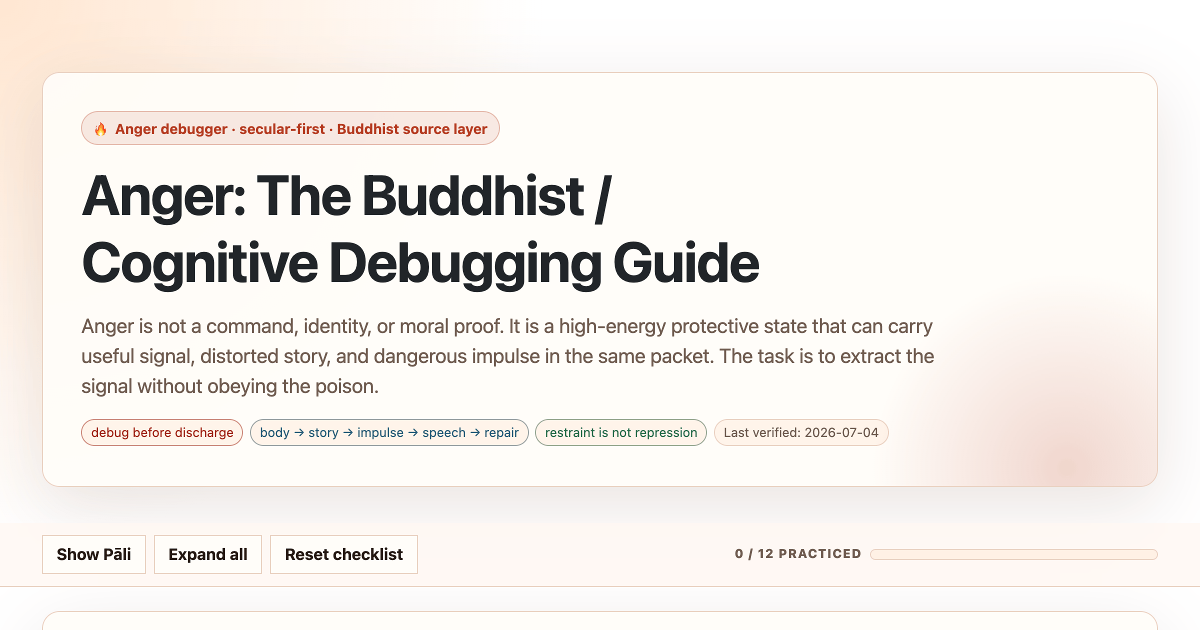 Preview for Anger: The Buddhist / Cognitive Debugging Guide