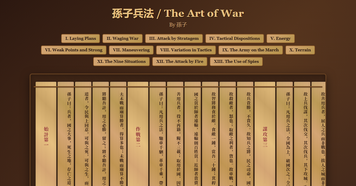Preview for The Art of War (孫子兵法) by Sun Tzu - Interactive English/Chinese Reader