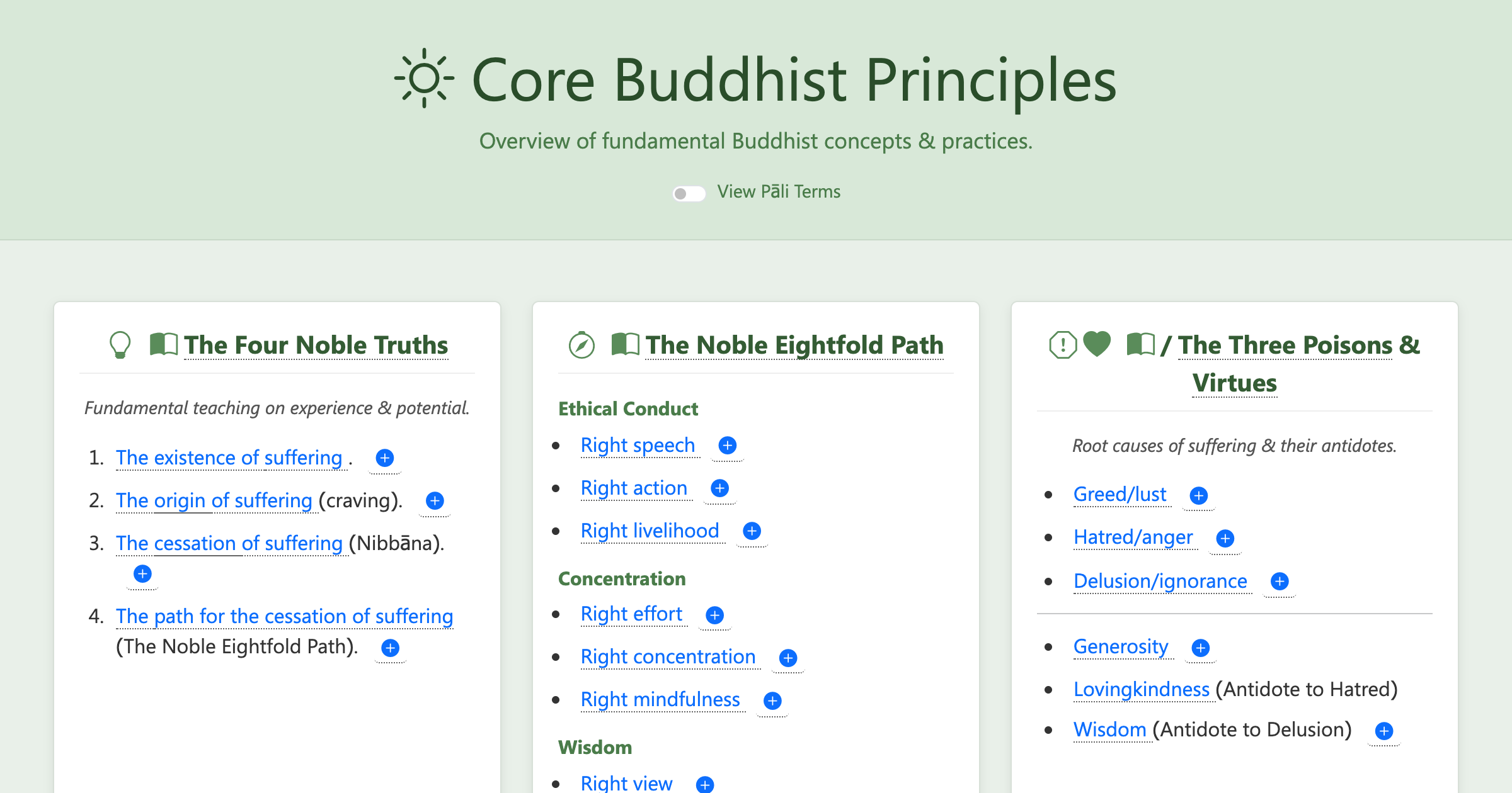Preview for Buddhism Cheatsheet: Core Teachings, Practice Map, and Secular Mental Models