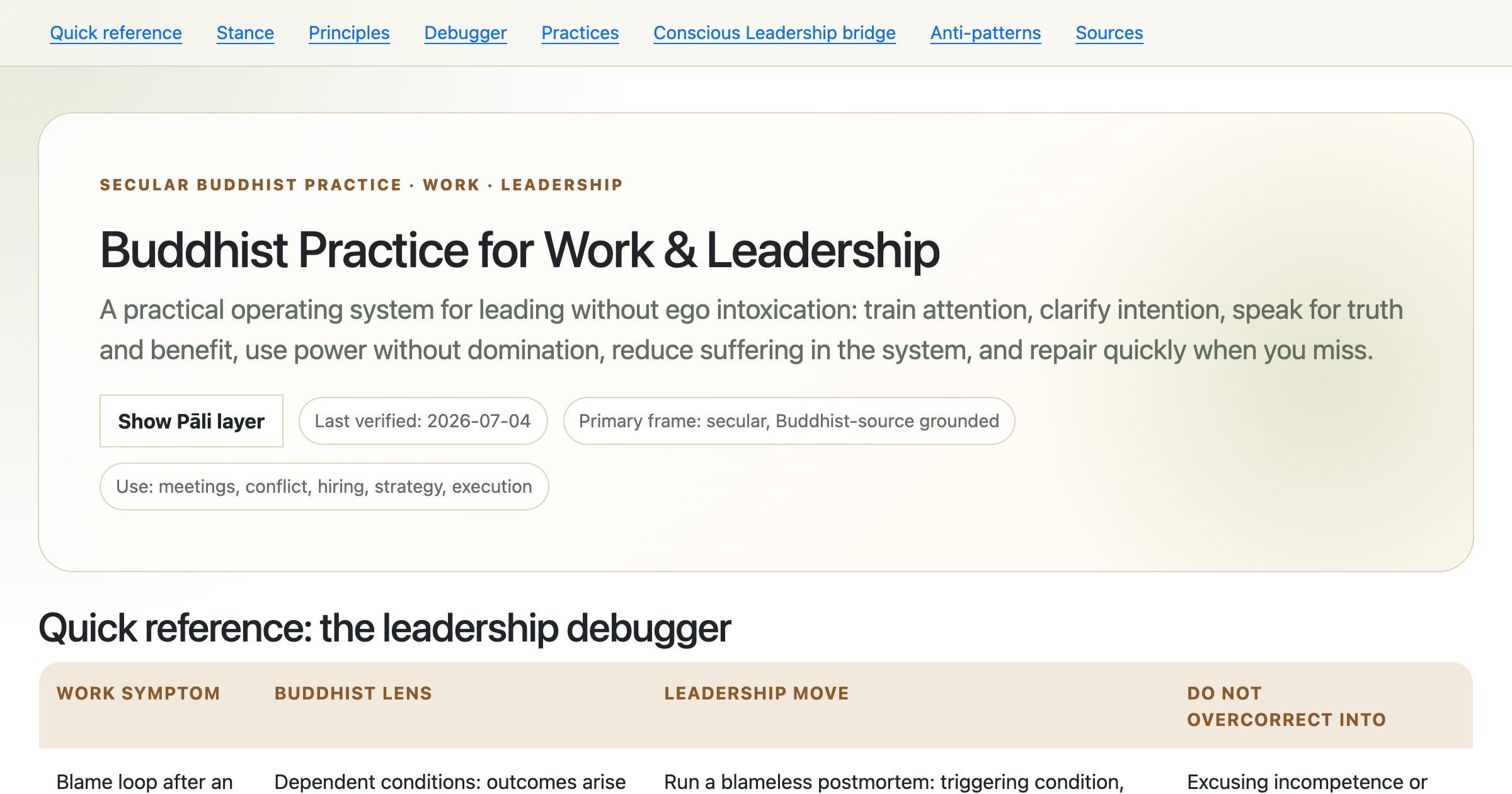 Preview for Buddhist Practice for Work & Leadership: A Secular Cheatsheet