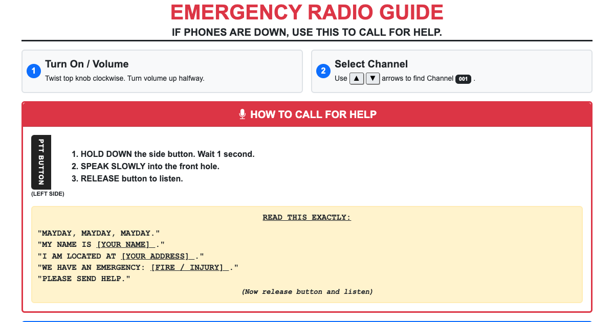 Preview for EMERGENCY RADIO INSTRUCTIONS