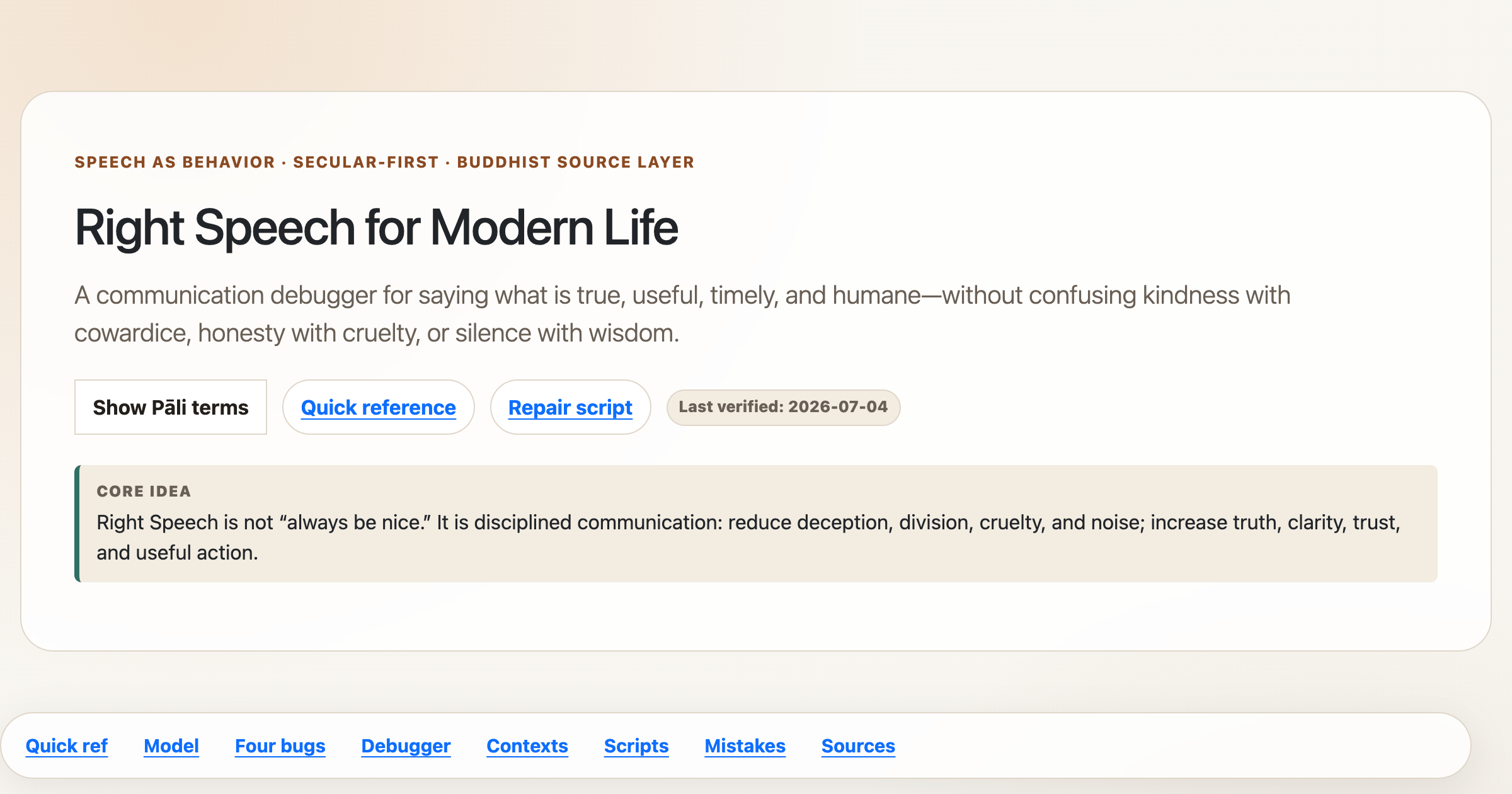 Preview for Right Speech for Modern Life: A Secular Communication Debugger