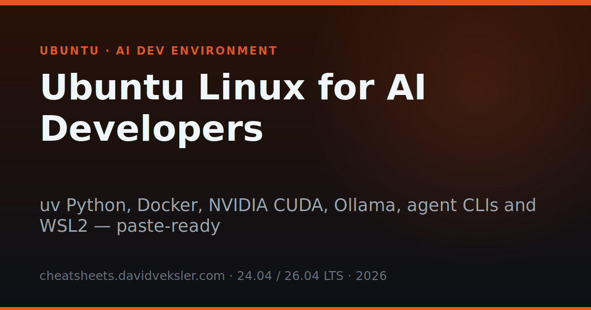 Preview for Ubuntu Linux for AI & Agentic Developers: Setup & Workflow Cheatsheet